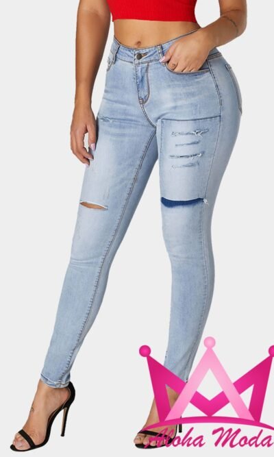 Jeans ajustados de mezclilla