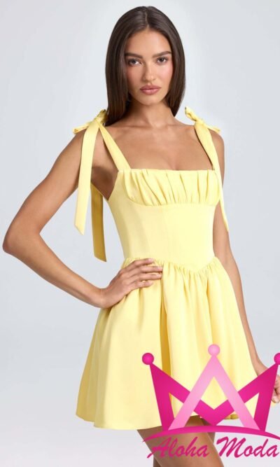 Vestido mini de tirantes lazo amarillo