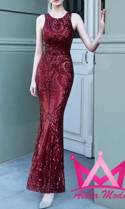 Vestido ajustado de lentejuela vino