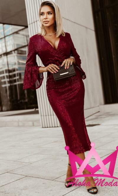 Vestido elegante rojo de lentejuela