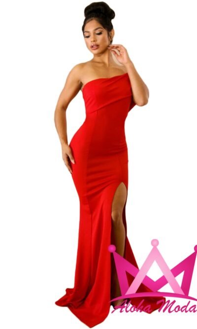 Vestido maxi ajustado rojo