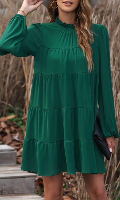 Vestido corto de vuelo verde