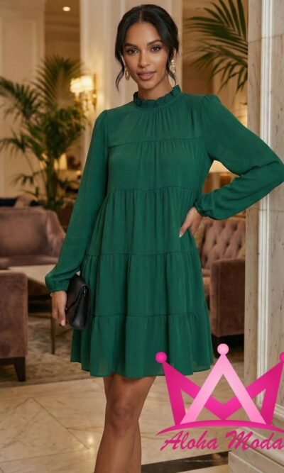 Vestido verde con vuelo