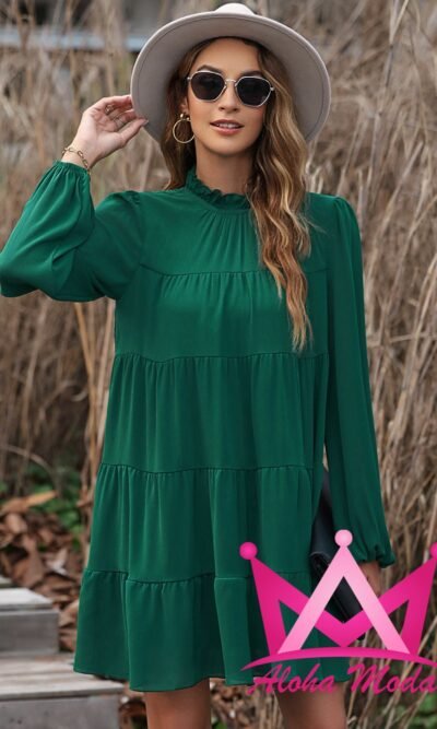 Vestido verde con vuelo