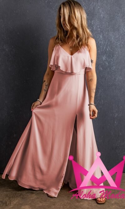 Vestido rosa elegante de tirante