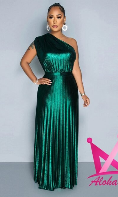 Vestido de fiesta metalizado verde
