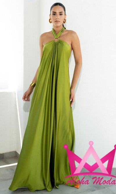 Vestido largo cuello halter