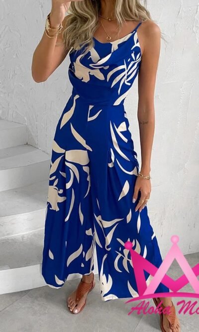 Palazzo Pierna Ancha Estampado Multicolor azul