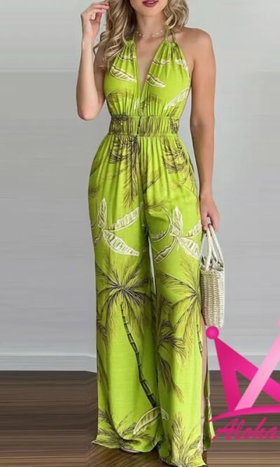 Palazzo Tropical con Pierna Ancha y Escote en V