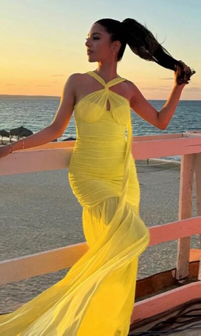 Vestido Largo de Fiesta Amarillo