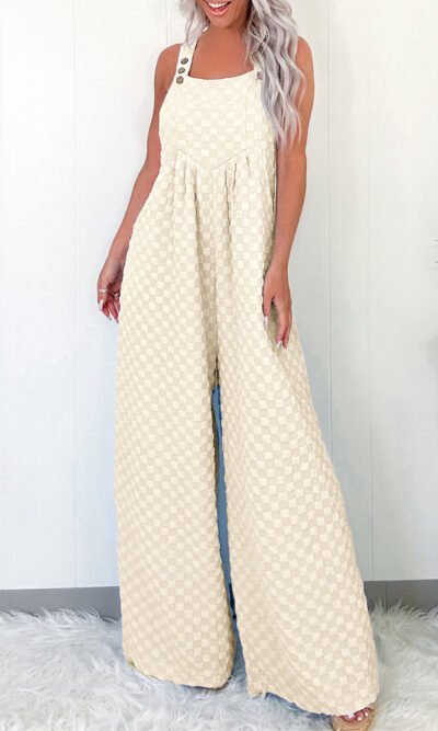 Overol de dama con bolsillos estampado cuadros