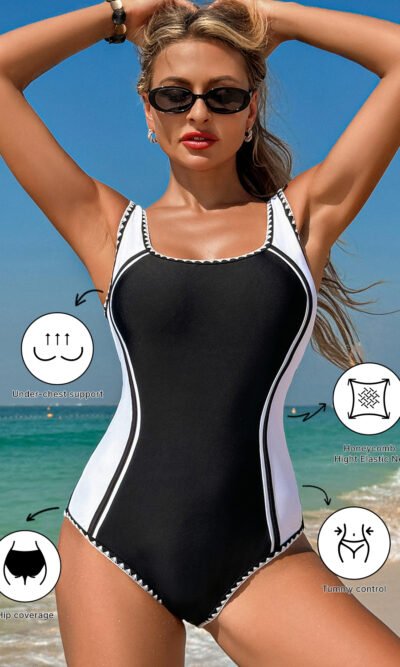 Traje de baño de una pieza color negro