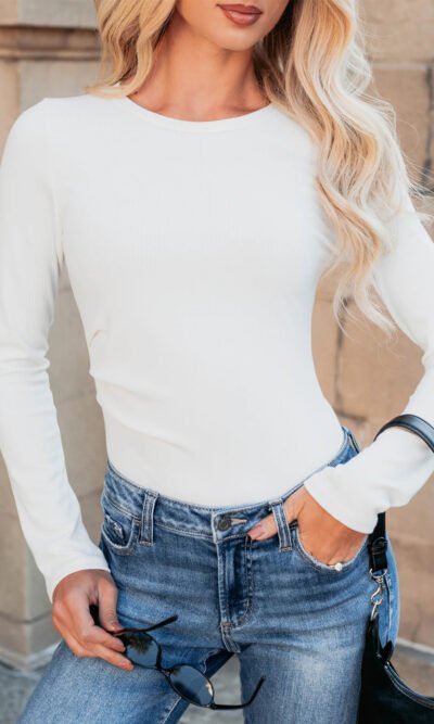 Body blanco cuello redondo manga larga blanco