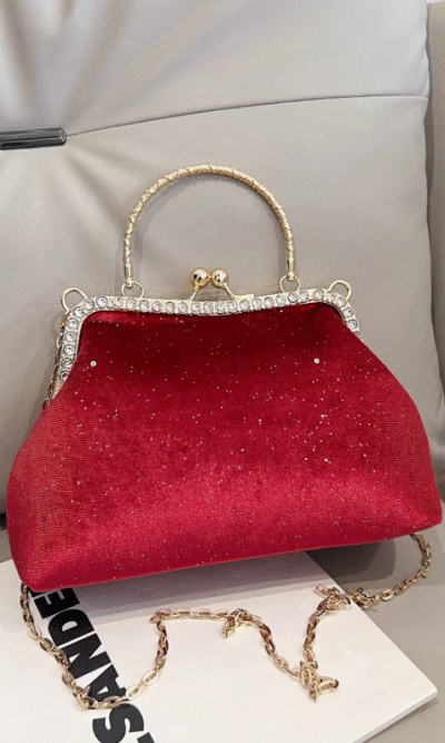 Bolsa Rosa de Terciopelo con Estilo Elegante