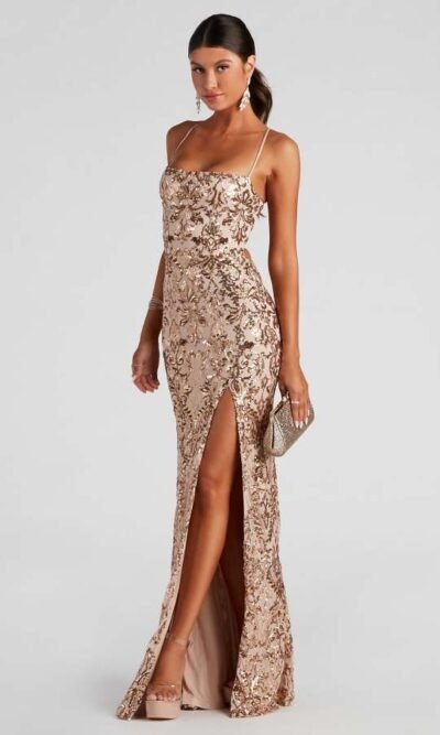 Vestido de lentejuela dorada