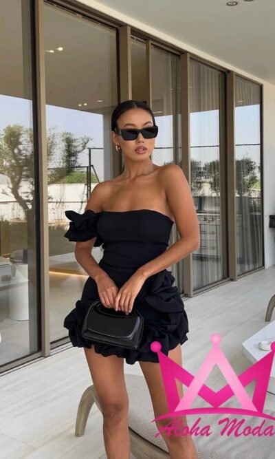 Vestido Corto Negro Strapless