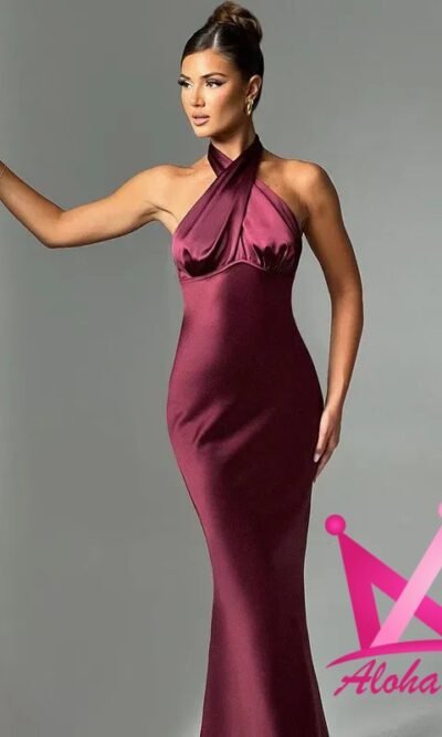 Vestido Maxi Ajustado Satinado