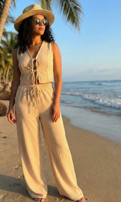 Conjunto de Dos Piezas Beige