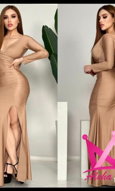Vestido Largo Nude Elegante