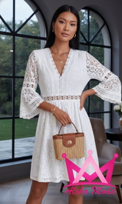 Vestido de encaje blanco