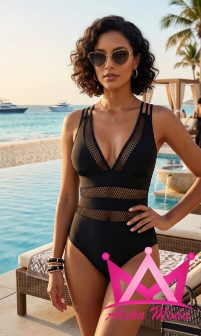 Traje de baño de una pieza negro