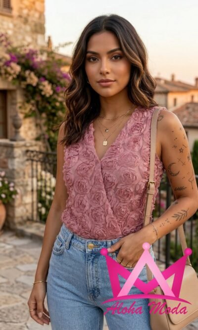 Bodysuit Sin Mangas Rosa Floral