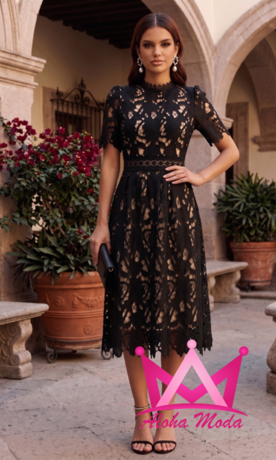 Vestido Elegante de Encaje Negro