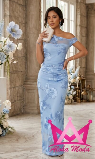 Vestido Largo Azul Cielo